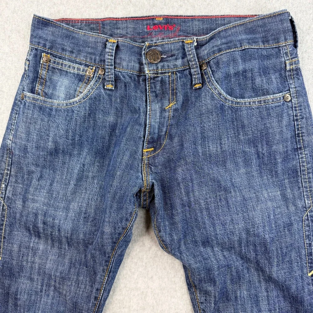 Levis 599 Red Skinny Straight Jeans Mens W30 L30 Medium Wash Blue Denim Low Rise